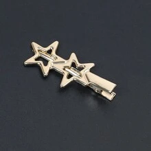 10pcs Y2K Five-Pointed Star Alligator Hair Clips For DIY - Gold - View 2