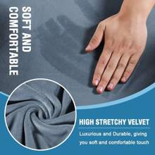 Sofa Cover 2 Piece T Cushion Armchair Slipcovers Thick Velvet Couch Cover Furniture Protector Stretch T Cushion Sofa Covers for Cushion Couch with T Cushion Covers Washable - 石藍 - 查看 2