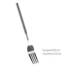 1pc Stainless Steel Extendable Fork - 6 Sections For Bbq, Dessert And Fruit - Silver - View 6
