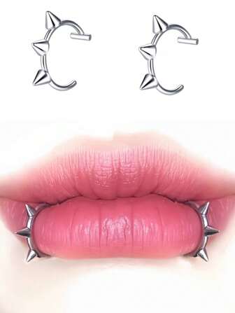 2pcs Punk Style Non-Piercing Lip Rings, Fashionable & Personalized Lip Jewelry