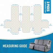 1/2/3 Seat Waterproof Recliner Sofa Cover, Non Slip Recliner Chair Covers, Washable Reclining Couch Cover Outdoor Cushion Covers Garden Furniture Protector With Elastic Straps Pocket For Pets, Cats, Dogs Light Grey - 淺灰色 - 查看 11