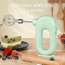 1pc, Wireless Portable Electric Food Mixer Automatic Whisk Dough Egg Beater Baking Cake Cream Whipper Kitchen Tool - Green - View 1