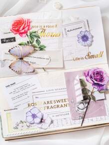 30入組玫瑰花卉系列貼紙包,適用於diy相簿、日記本、手帳