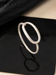 1pc Fashionable Minimalist Geometric Design Bangle Suitable For Women's Daily Wear - Yellow Gold - View 4