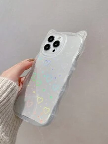 Ốp lưng điện thoại TPU hình tai mèo độc đáo, thời trang, dáng sóng + hiệu ứng laser, chống sốc, dày dặn, trong suốt, tương thích với iPhone 7/8/7plus/8plus/X/XS/XR/XSmax/11/11pro/11promax/12/12pro/12promax/13/13pro/13promax/14/14pro/14promax/14plus/15/15pro/15plus/15promax/16/16pro/16plus/16promax Chống thấm nước, chống rơi, chống trầy xước, quà tặng mùa xuân, tiệc tùng, 1 chiếc. - Trong sáng - Xem 4