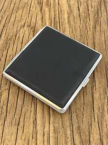 1pc Men's Portable Stylish Stainless Steel & Leather Finish Cigarette Case For Daily Use, Unisex - Black small lychee pattern - View 7
