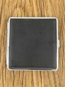 1pc Men's Portable Stylish Stainless Steel & Leather Finish Cigarette Case For Daily Use, Unisex - Black small lychee pattern - View 6