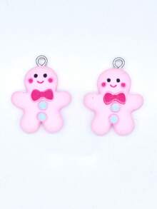 10袋/組 20*26mm 創意卡通薑餅人造型樹脂吊墜,可用於diy耳環、項鍊、鑰匙扣或手鍊批發