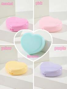 XIANG YU 1pc Sweet Color Minimal Design Girl Heart Contact Lens Case, Cute Lens Storage Box Halloween Valentine's Day Halloween - Multicolor - View 6