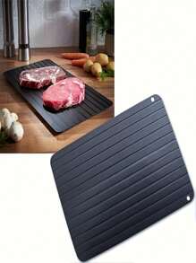 1pc Quick Thawing Tray For Frozen Food And Meat Defrosting - Black - View 1