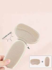 1pair 2-in-1 Silicon Gel Soft Comfy Heel Pads With Cuttable Design For High Heel Shoes - Beige - View 7