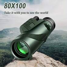 1 Miếng 80x100 Bằng một mắt Kính thiên văn Với HD Hình ảnh Đối với Chim , Ngôi sao , Săn bắn , Cắm trại , Đi bộ du lịch , Và Dễ Đến Mang , Thích hợp Như Giáng sinh Qủa tặng - màu xanh lá - Xem 1