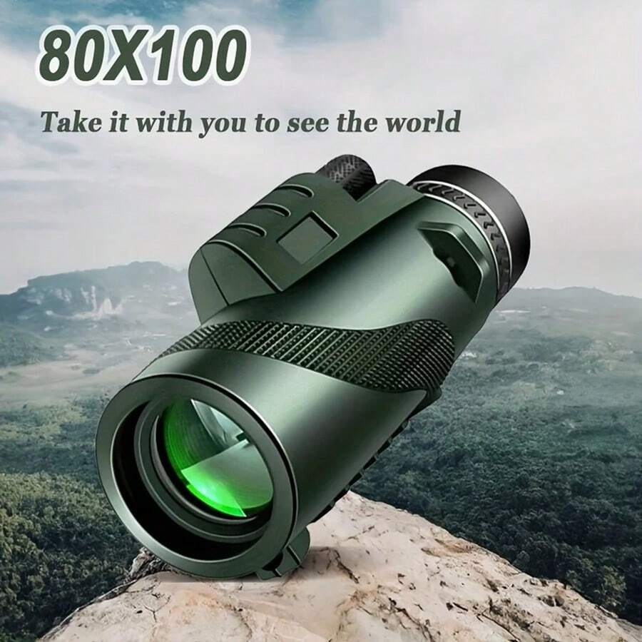 1 Miếng 80x100 Bằng một mắt Kính thiên văn Với HD Hình ảnh Đối với Chim , Ngôi sao , Săn bắn , Cắm trại , Đi bộ du lịch , Và Dễ Đến Mang , Thích hợp Như Giáng sinh Qủa tặng - màu xanh lá - Xem 1