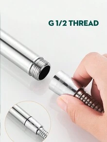 1 Pieza Monomando De Ducha Presurizado De Acero Inoxidable, Cabezal De Rociado De Ducha Portátil, Accesorio De Baño - Plateado - Ver 5