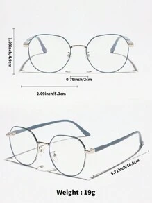 1 pieza Gafas de mujer con montura redonda y lentes transparentes, anti-fatiga visual para oficina, estudiantes, computadora, TV, videojuegos y uso con smartphones - Azul - Ver 5
