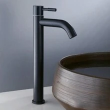 1入組不銹鋼單冷水龍頭,適用於浴室、廚房水槽、陽台 - 黑色 - 黑色 - 查看 1