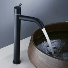 1入組不銹鋼單冷水龍頭,適用於浴室、廚房水槽、陽台 - 黑色 - 黑色 - 查看 5