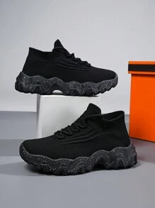 男裝春夏秋新款時尚輕便透氣舒適休閒鞋，戶外多功能低幫運動鞋 - 黑色 - 查看 2