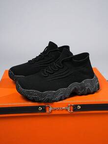 男裝春夏秋新款時尚輕便透氣舒適休閒鞋，戶外多功能低幫運動鞋 - 黑色 - 查看 6