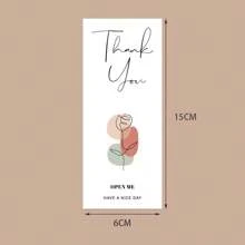 50入/袋玫瑰形矩形密封貼紙,禮品包裝盒裝飾標籤,謝謝貼紙 - 白色 - 查看 2