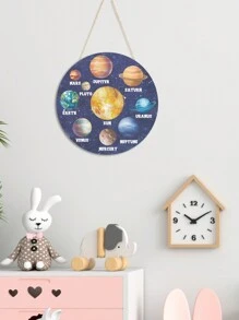 Putuo Decor 普陀裝飾 1 件太陽能係統木製懸掛標牌,家居客廳兒童房臥室臥室農舍托兒所牆壁藝術裝飾,11.8x 11.8 英寸禮品