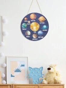 Putuo Decor 普陀裝飾 1 件太陽能係統木製懸掛標牌,家居客廳兒童房臥室臥室農舍托兒所牆壁藝術裝飾,11.8x 11.8 英寸禮品