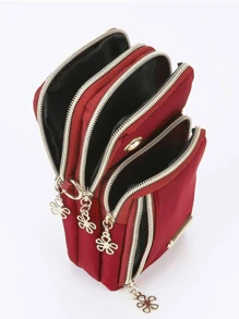 New Korean Style Balloon Pattern Mini Wallet Crossbody Bag, With Adjustable Strap, Lightweight And Fashionable, Suitable For Daily Use, Office Workers, College Students, Business People, Commuters, And Office Settings. An Ideal Gift For Anniversaries, Loved Ones, Birthdays, Valentine's Day, Christmas, Thanksgiving, And Other Occasions. - Red - View 4