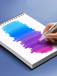 1 本星空图案水彩素描马克笔绘画本，适合学生使用，素描和彩色铅笔艺术品，加厚纸带线圈装订，A4/8k 尺寸，每本 60 张，返校，学校用品 - 彩色 - 查看 5