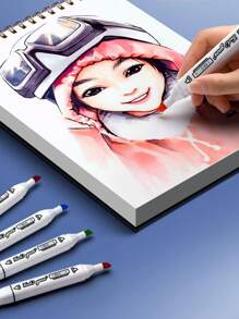 1 本星空图案水彩素描马克笔绘画本，适合学生使用，素描和彩色铅笔艺术品，加厚纸带线圈装订，A4/8k 尺寸，每本 60 张，返校，学校用品 - 彩色 - 查看 6