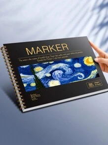 1 本星空图案水彩素描马克笔绘画本，适合学生使用，素描和彩色铅笔艺术品，加厚纸带线圈装订，A4/8k 尺寸，每本 60 张，返校，学校用品 - 彩色 - 查看 9