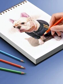 1 本星空图案水彩素描马克笔绘画本，适合学生使用，素描和彩色铅笔艺术品，加厚纸带线圈装订，A4/8k 尺寸，每本 60 张，返校，学校用品 - 彩色 - 查看 7