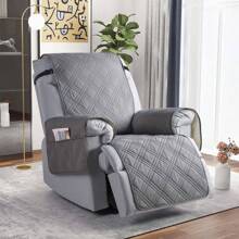 1/2/3 Seat Waterproof Recliner Sofa Cover, Non Slip Recliner Chair Covers, Washable Reclining Couch Cover Outdoor Cushion Covers Garden Furniture Protector With Elastic Straps Pocket For Pets, Cats, Dogs Light Grey - 淺灰色 - 查看 4