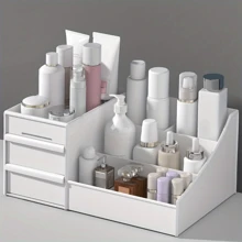 1 pièce Boîte de rangement pour cosmétiques avec tiroirs, boîte de rangement pour cosmétiques sur le comptoir, boîte de rangement pour cosmétiques, boîte de rangement à tiroirs, jolie boîte de rangement pour chambre à coucher et salle de bain à tiroirs, armoire de rangement de comptoir pour dames