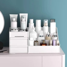 1 pièce Boîte de rangement pour cosmétiques avec tiroirs, boîte de rangement pour cosmétiques sur le comptoir, boîte de rangement pour cosmétiques, boîte de rangement à tiroirs, jolie boîte de rangement pour chambre à coucher et salle de bain à tiroirs, armoire de rangement de comptoir pour dames