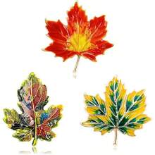 Thanksgiving Brooch Pin,Autumn Fall Leaves Brooch Pin,Maple Leaf Lapel Pin, Thanksgiving Jewelry Accessory Gifts Decoration - Army Green - View 4