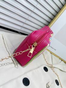 Minimalist Hardware Color Woven Crossbody/shoulder Square Bag For Daily Use - Multicolor - View 5