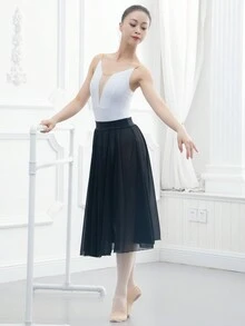 balletto 1pc Lettuce Edge Chiffon Ballet Skirt - Black - View 1