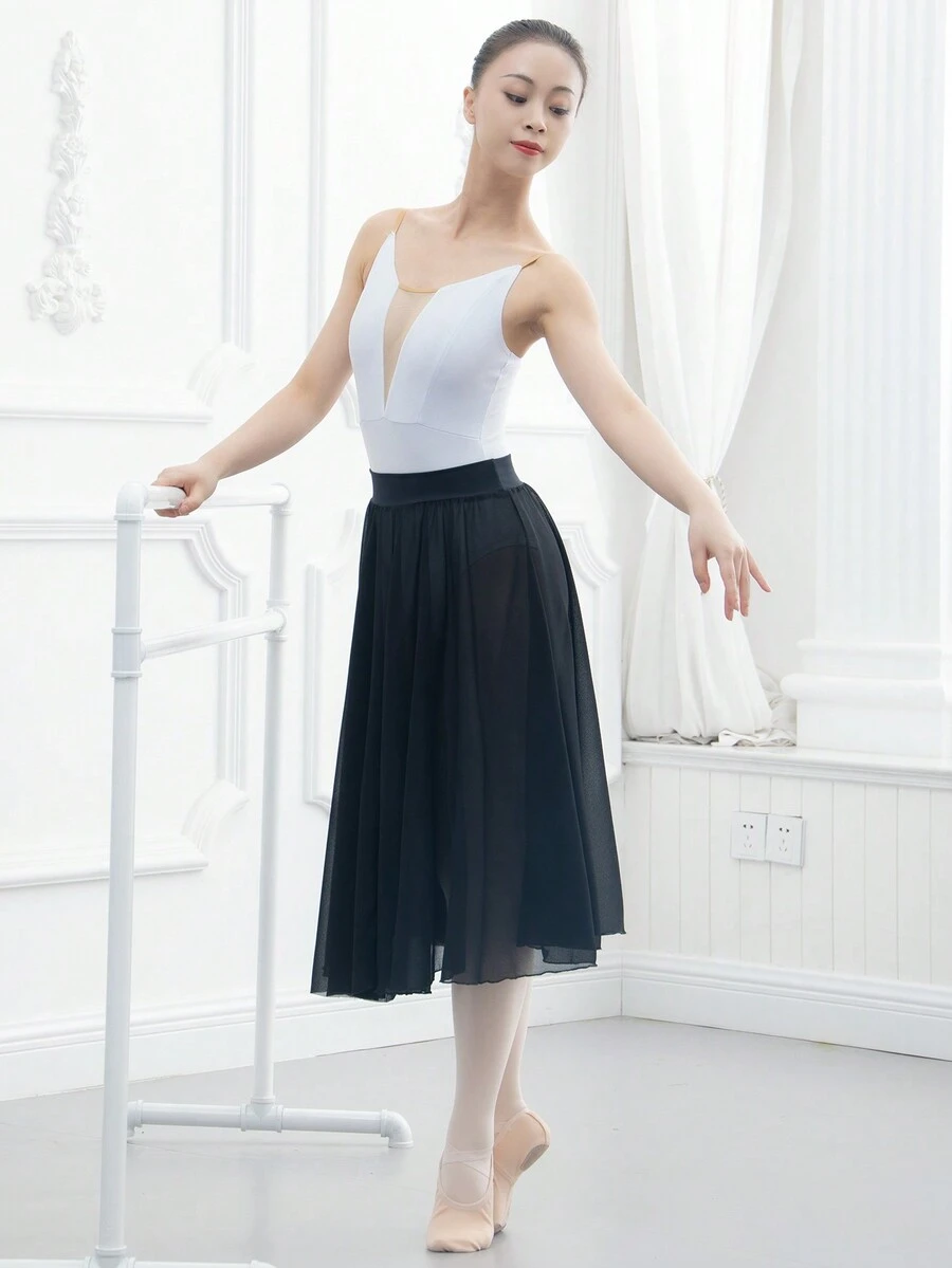balletto 1pc Lettuce Edge Chiffon Ballet Skirt - Black - View 1