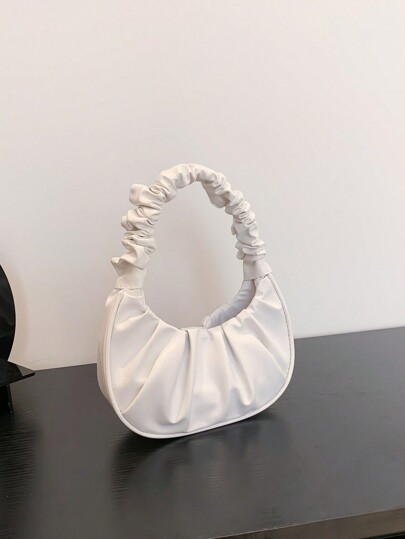 Mini-sac plissé à main de couleur unie à la mode, sac nuage pour femmes polyvalent