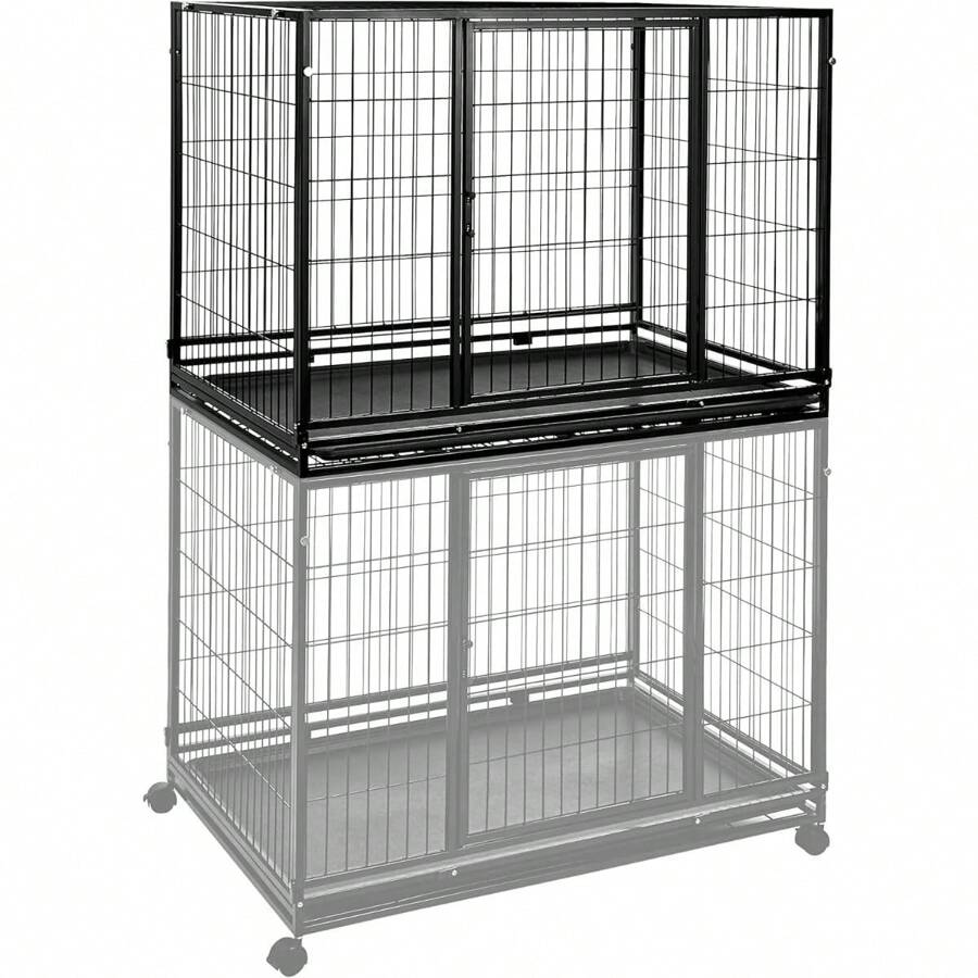 Heavy Duty Stackable Dog & Pet Kennel With Tray, 36 Inch, Black SHEIN USA