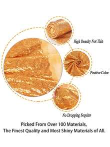 1片金色閃閃發亮網狀閃粉布料,適用於製作正式連衣裙和婚禮/派對桌布及裝飾 - 金色 - 查看 3