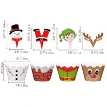 24pcs Christmas Cupcake Wrapper & Topper Set - Red - View 5