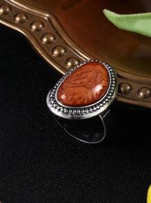 1個復古寶石樹脂戒指,適用於女性,節日裝飾禮物 - 幾何 - 查看 13