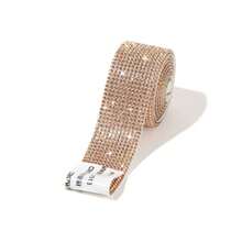 1卷自粘鑲嵌帶,diy裝飾鑽石貼紙,用於服裝鞋子熱固性水晶條的玻璃鑽