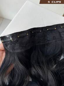 Clip in Hair Extensions 5 pcs Clips 22 Inch Thick Hair Pieces Long Wavy Synthetic Fiber Hairpieces for Women black - Black - View 7