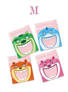 100入組混合款式卡通人物大嘴巴4合1餅乾糖果包裝自粘塑膠袋 - 彩色 - 查看 4