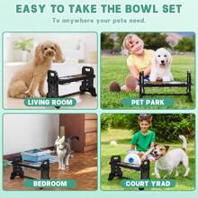Comedero Para Gatos Y Perro comida Plato Con Base Elevada Ajustable,Grande con cuenco de acero inoxidable - Negro - Ver 4