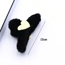 1 件毛绒发爪夹，可爱心形万圣节圣诞节情人节发饰装饰，发爪夹，瑜伽跑步沐浴礼物，女士时尚物品送给妈妈的礼物