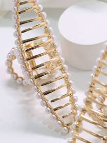 1入組11cm大號鑽石+珍珠豪華髮夾，高貴典雅髮夾，高端髮夾造型，頭飾