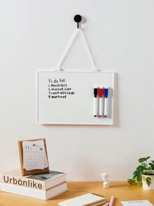 1pc A4 Size Dry Erase Board With String For Wall Small Dry Erase Whiteboard Hanging Whiteboard With 3pcs Magnetic Wipe Off Markers Pens For Kids Erasable Message Writing Drawing School & Home Supplies Back To School
